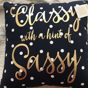Gold and navy blue pillow